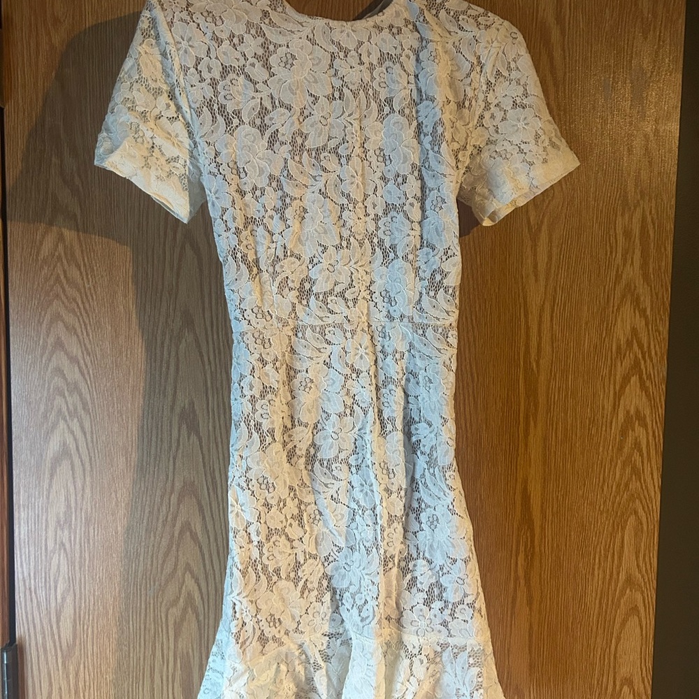 SHEIN Ivory Lace Short Sleeve Dress
